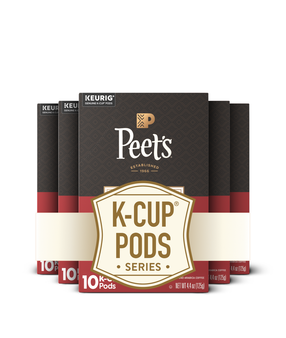 Packaging of Peet's K-Cup coffee pods with a white background