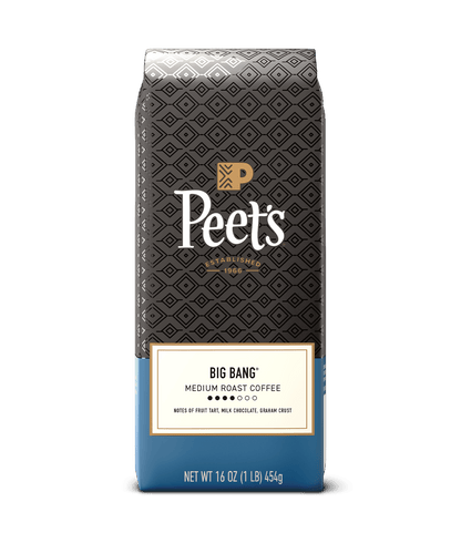 Peet's Big Bang coffee bag on a green background