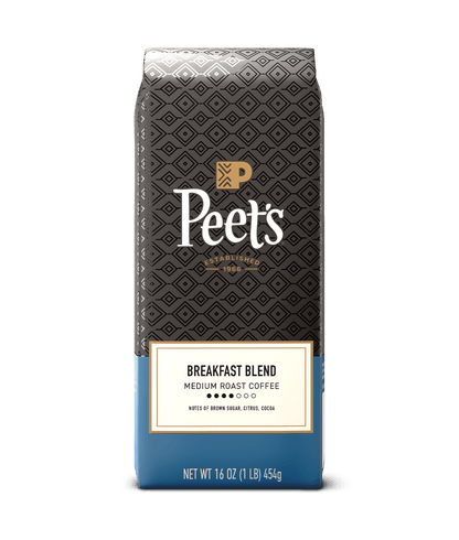 Peet's Coffee Breakfast Blend package on a transparent background