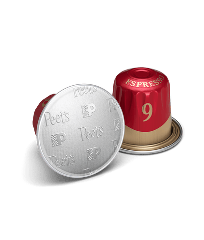 Peet's Coffee Crema Scura Nespresso Capsules shown up close with detail