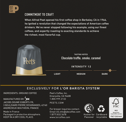 Image of Peet's French Roast Coffee Back of Box.